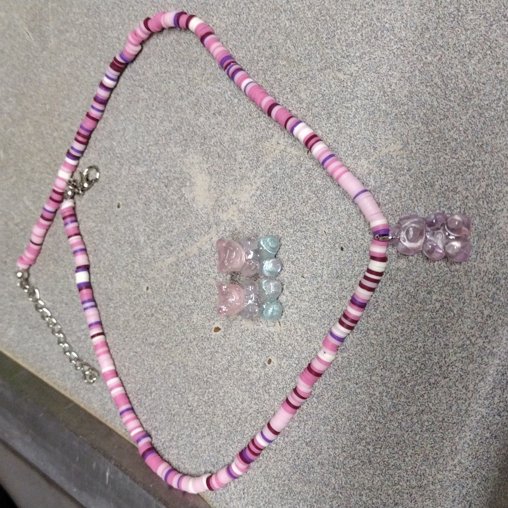 Gummy bear necklace and earrings